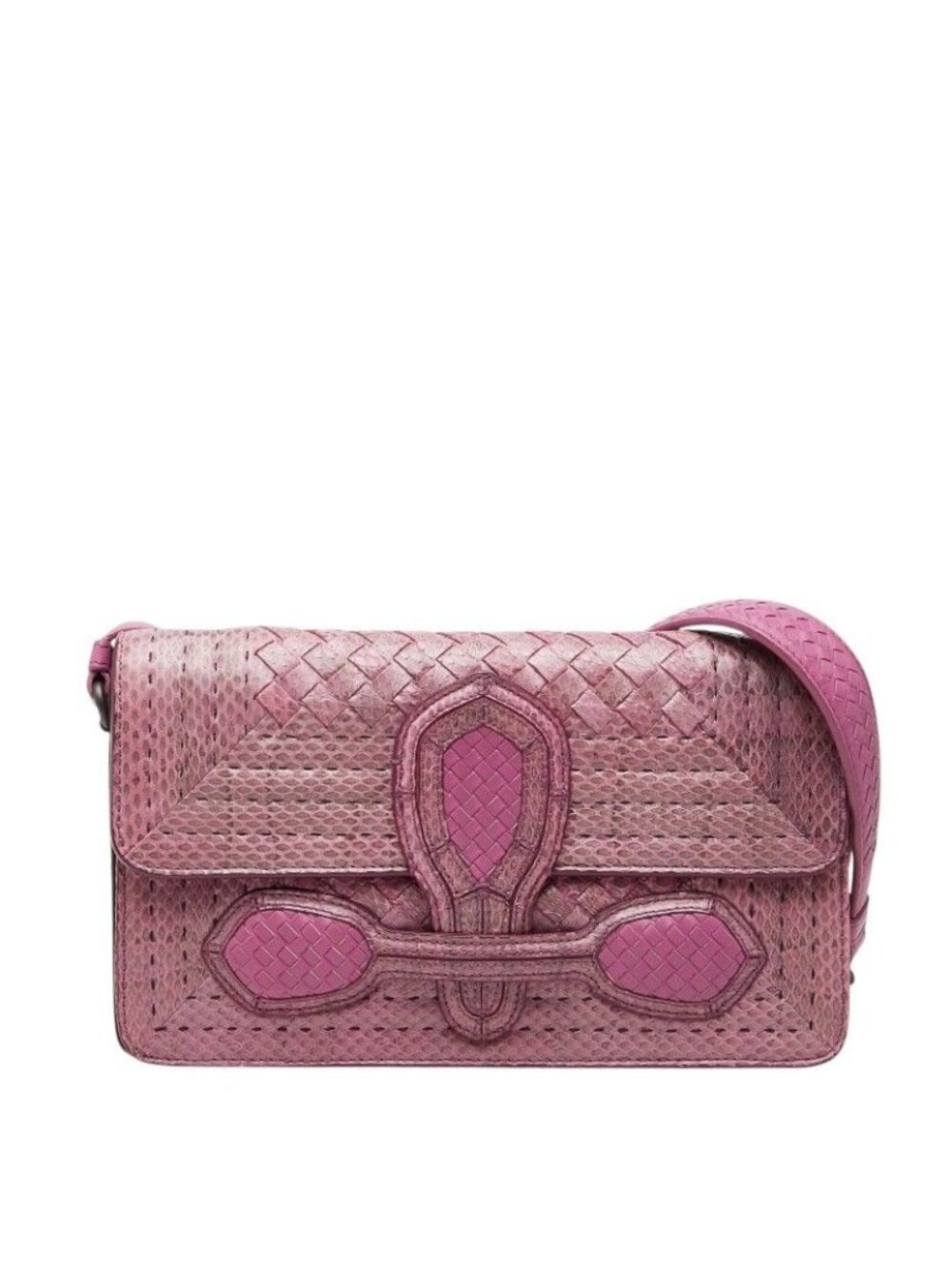 Bottega Veneta Intrecciato Rialto Chain Shoulder Bag Pink Leather
